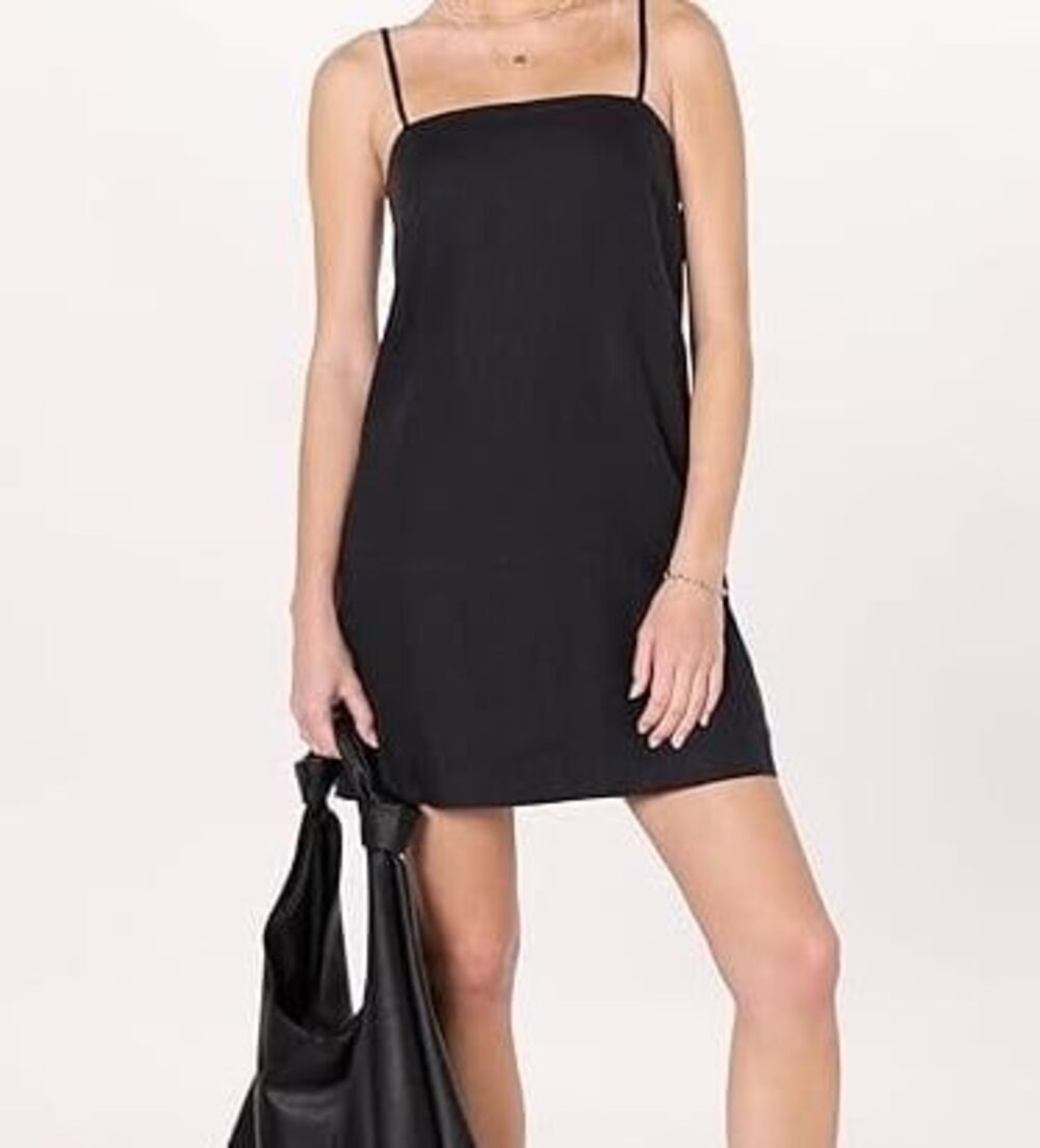 New The Drop Women's Size XXS Solid Black Mini Tank Summer Dress